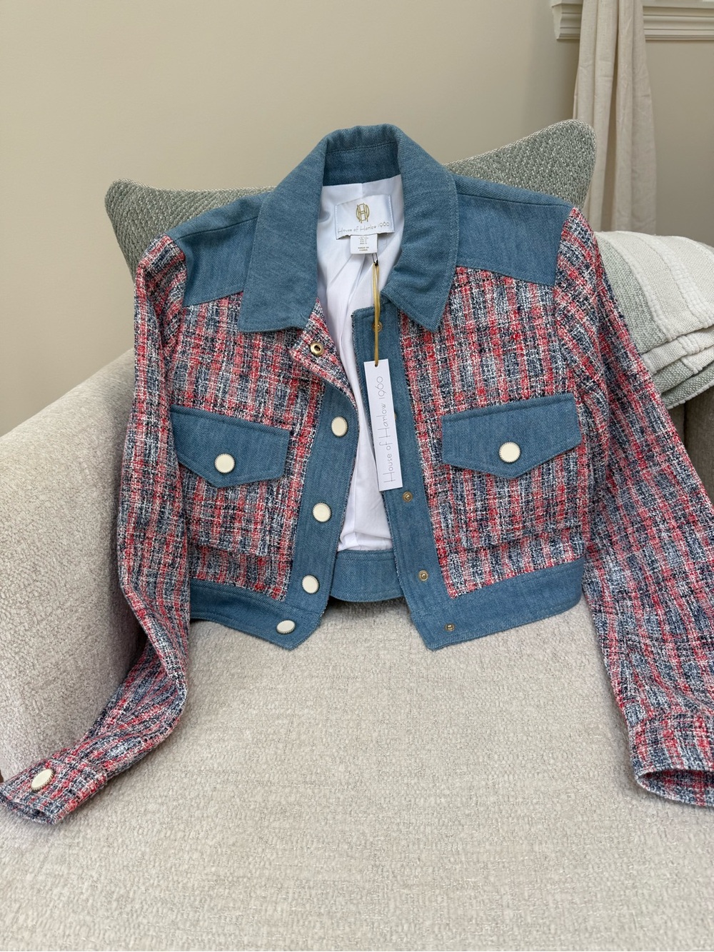 House of Harlow 1960 Multicolor Tweed Jacket - Picture 8 of 10